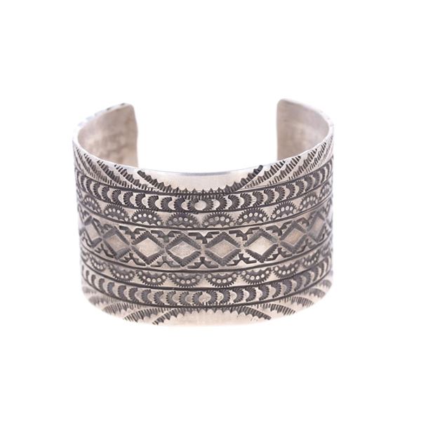 Vintage Navajo Classic Stamped Sterling Bracelet