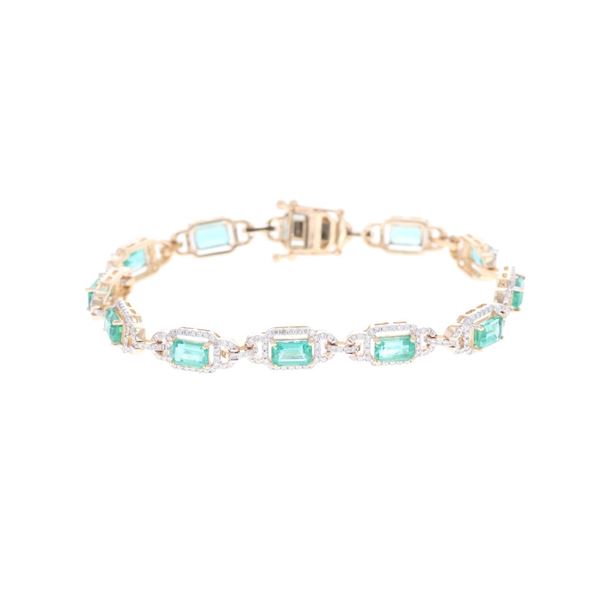 5.88ct Emerald Diamond & 18k Yellow Gold Bracelet