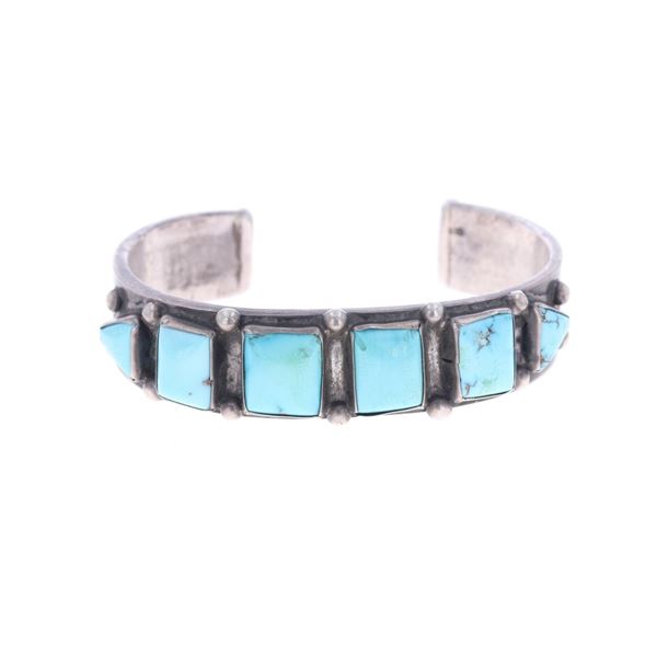 C.1949 Navajo Old Pawn Silver Turquoise Bracelet