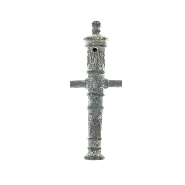 19th C. Brass Ornate Signal Cannon Swivel Barrel