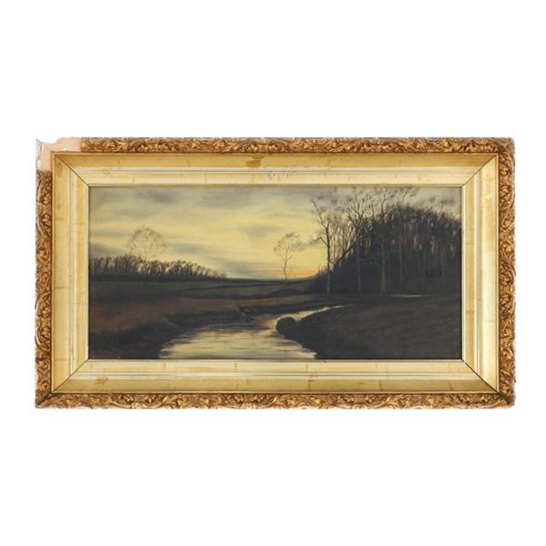 Victorian Landscape Oil Plaster of Paris Painting