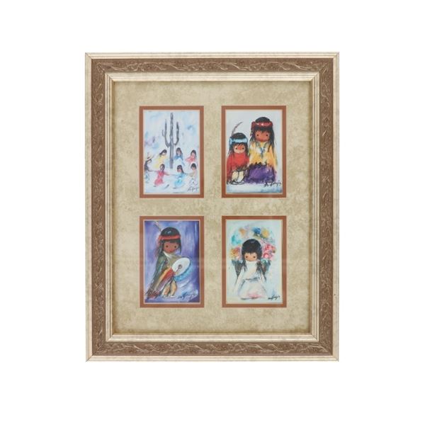 Signed DeGrazia Painting Miniatures Framed