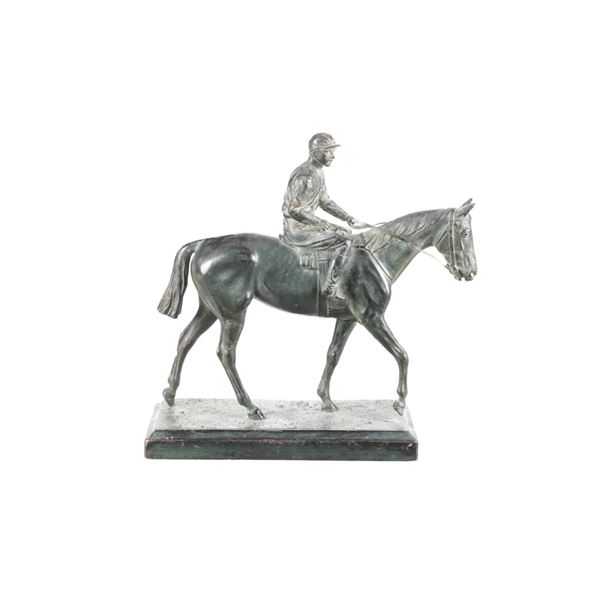 Original Copper Winners Horse & Jockey Sculpture
