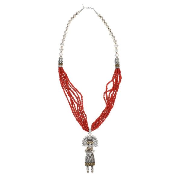 Rare Vintage Tommy Singer Kachina Coral Necklace