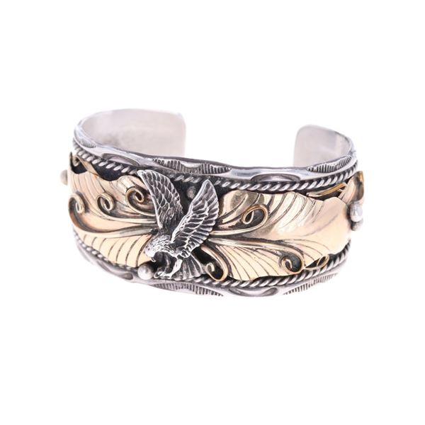 Vintage Navajo Herbert Tsosie Gold & Sterling Cuff