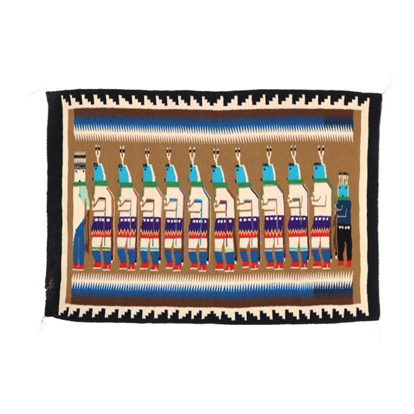 Navajo 12 Figural Yei Be Chai Woven Rug c1960-