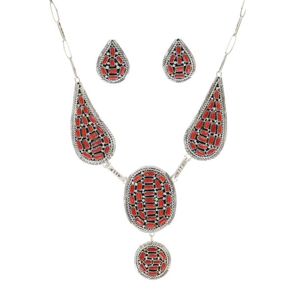 Navajo Marcella James Impressive Coral Jewelry Set