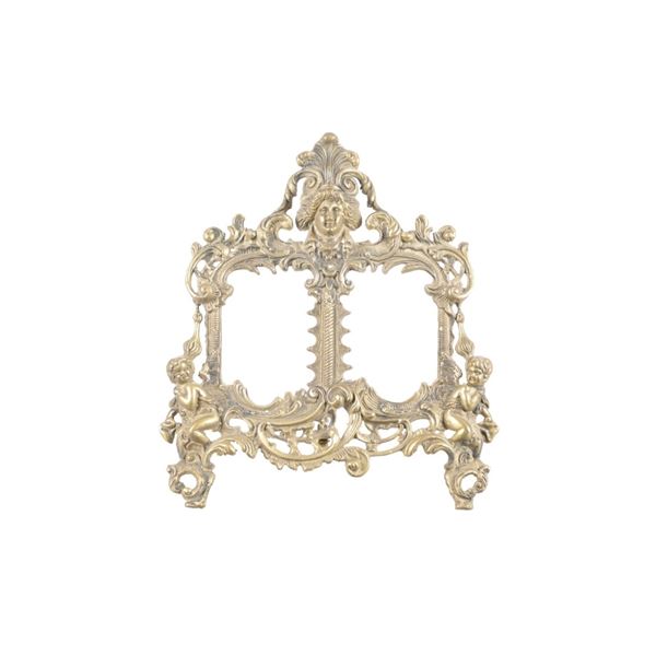 19th C Victorian Floral Easel Double Picture Frame