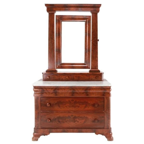 19th Century Empire Federal Burl Mirrored Dresser