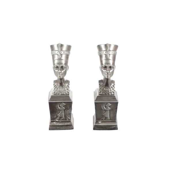 Nefertiti, Mother of King Tut Pewter Bust Pair