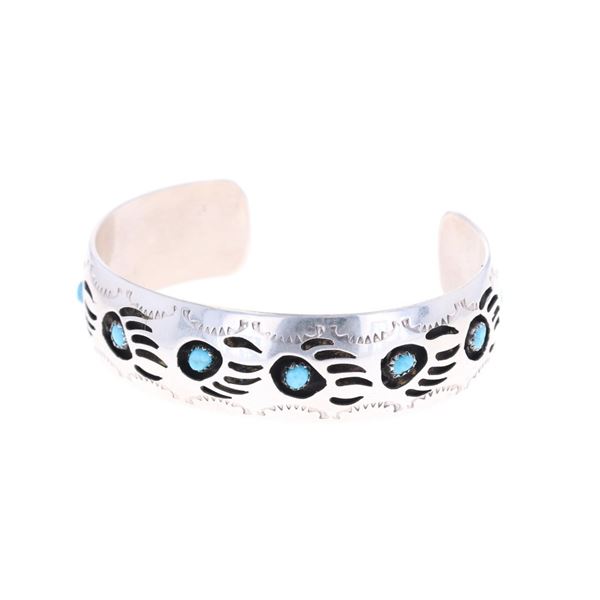 Navajo Sterling Turquoise Shadowbox Bracelet