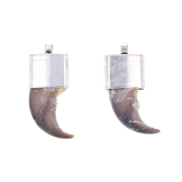 Navajo Sterling Silver Black Bear Claw Pendants