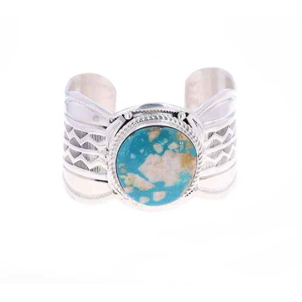Navajo Sterling & Cripple Creek Turquoise Bracelet