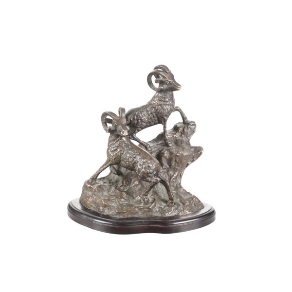 C. 19th c. Rocky Mountain Goat Bronze Sculpture