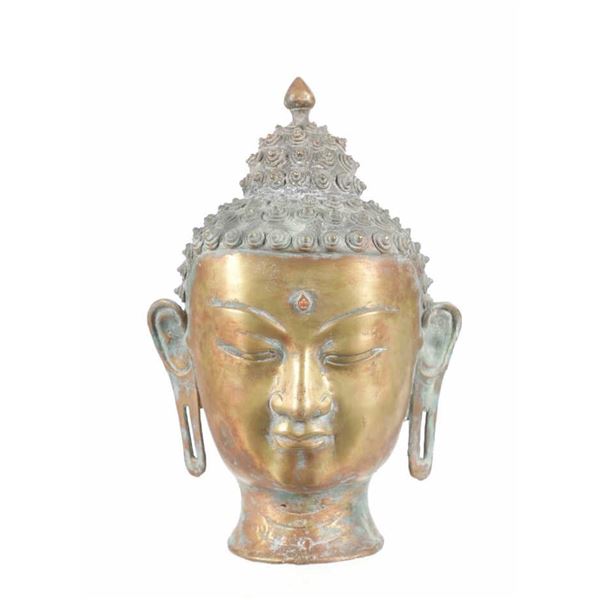 Introspective Indian Buddha Head Sculpture c1950s