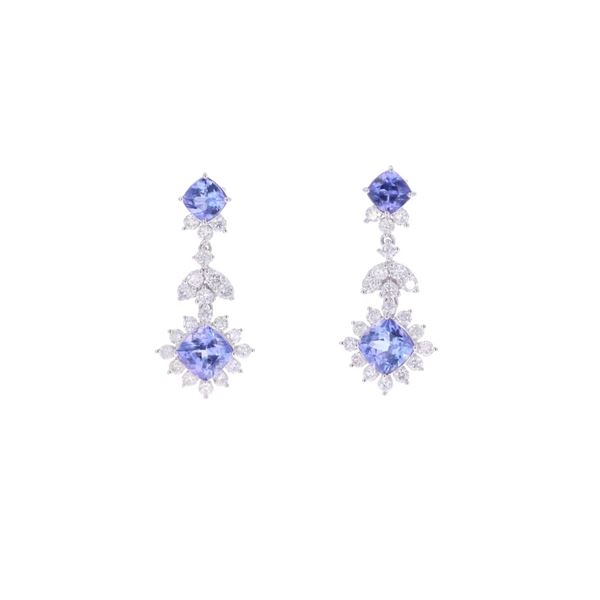 6.07ct Tanzanite Diamond & Platinum Earring Pair