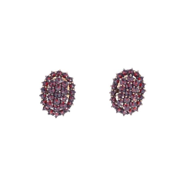 Rose Cut Garnet Sterling Silver Cufflinks c. 1950s