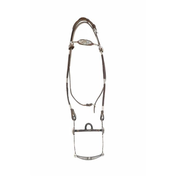 Western Arizona Cheek Silver Mounted Bridle c1930s