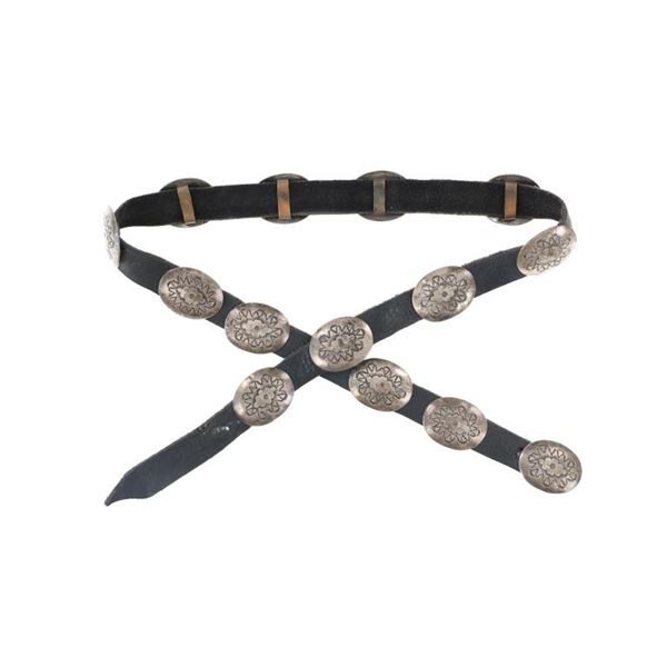 Navajo Native American Sterling Concho Belt 1950s