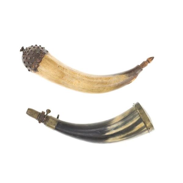 Steer Horn Powder Flasks Mid/Late 1800s (2)