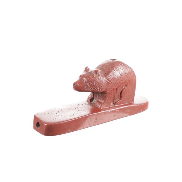 Massive Plains Bear Effigy Catlinite Pipe