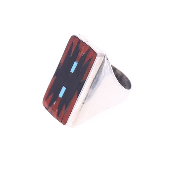Vintage Zuni Charlotte Dishta Inlaid Men's Ring