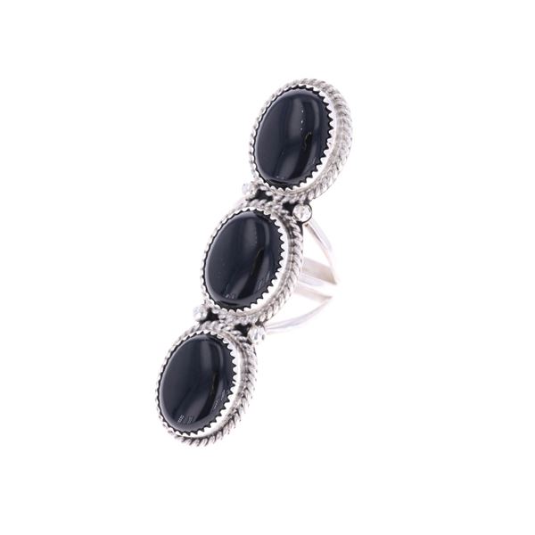 R. Yaz Navajo Sterling Silver and Onyx Ring