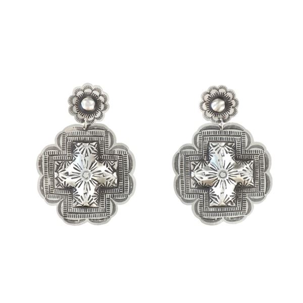Navajo Leander Tahe Repousse Stamped Earrings