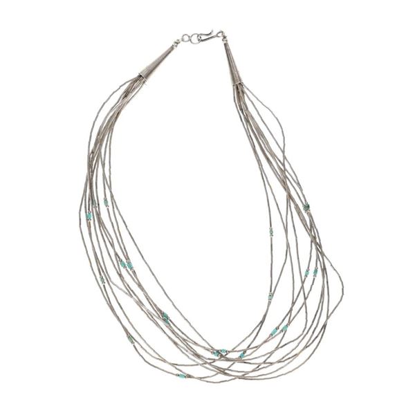 Navajo Liquid Silver Turquoise Bead Necklace