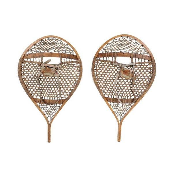 Bear Paw Style 33x20 Wood & Rawhide Snowshoes