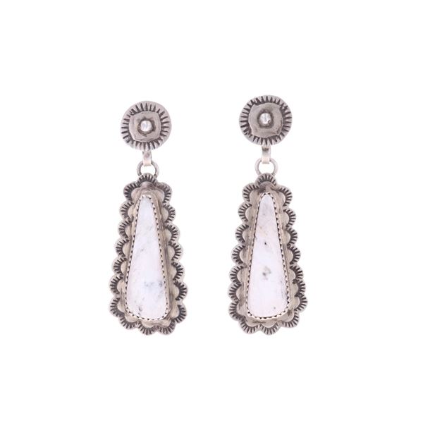Navajo AR Yaz White Buffalo Turquoise Earrings