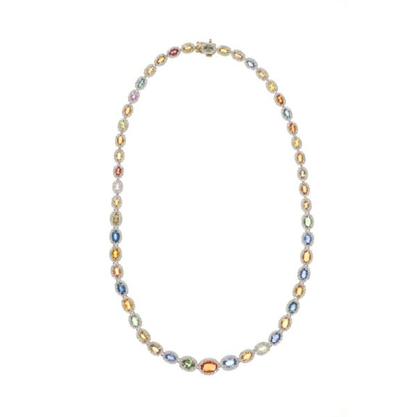23.02ct Multicolor Sapphire Diamond & 14k Necklace