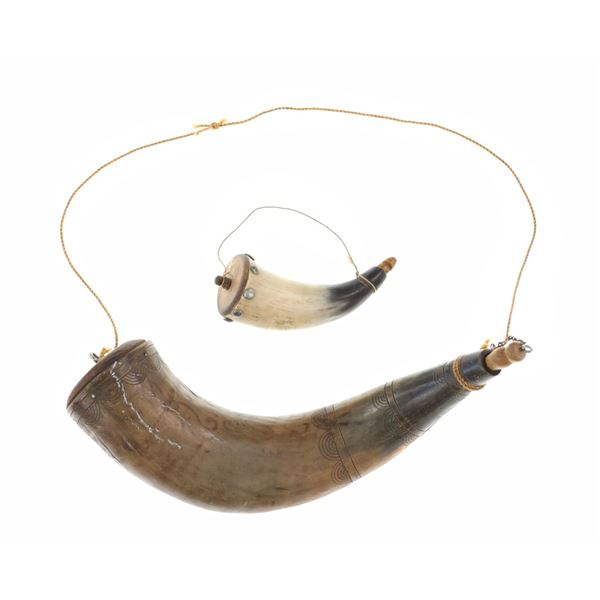 Steer Horn Powder Flask Collection c. 1860-70s