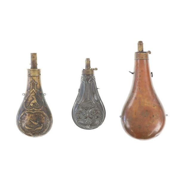 Brass Powder Flask Collection c. 1880-1910s (3)