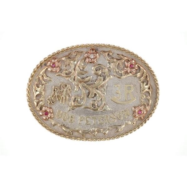 Diablo 10k Two Tone Gold Sapphire Diamond Buckle