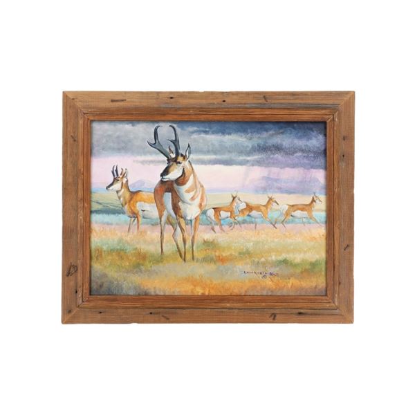 Original Signed Oil Painting on Panel Proghorns