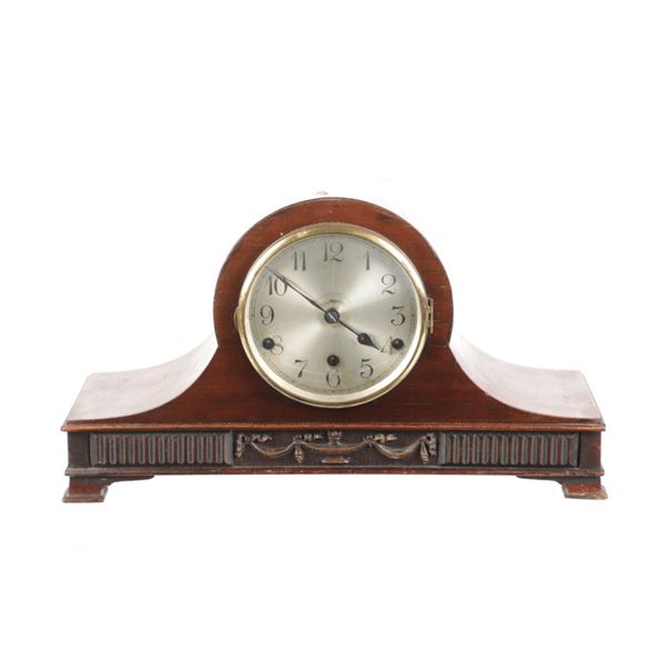 German Manufactured Wood Mantel Clock 1900s
