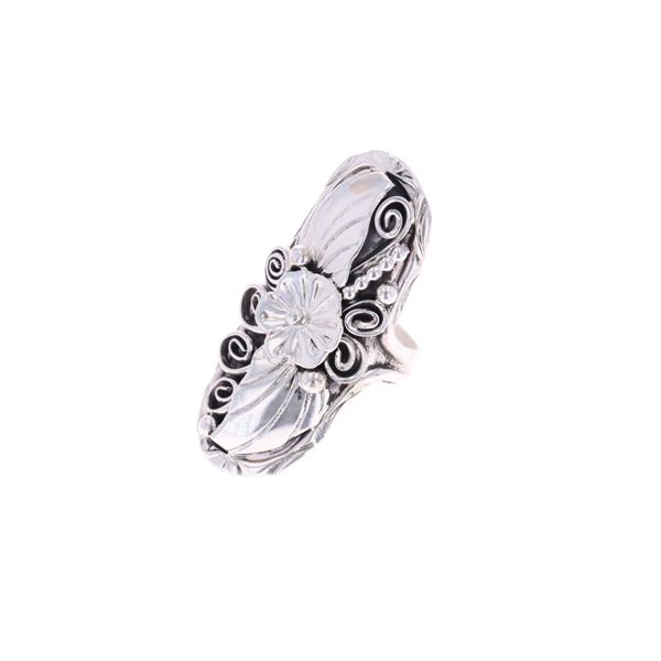 Navajo Herbert Tsosie Sterling Silver Floral Ring