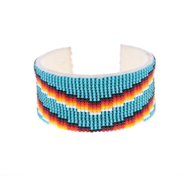 Navajo Copper Hide Trade Seed Bead Bracelet