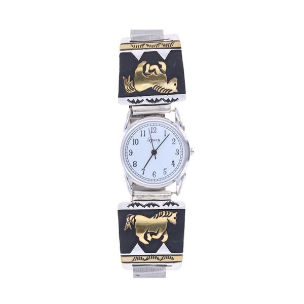 Navajo Tommy Singer Gold & Sterling Watch Cuff
