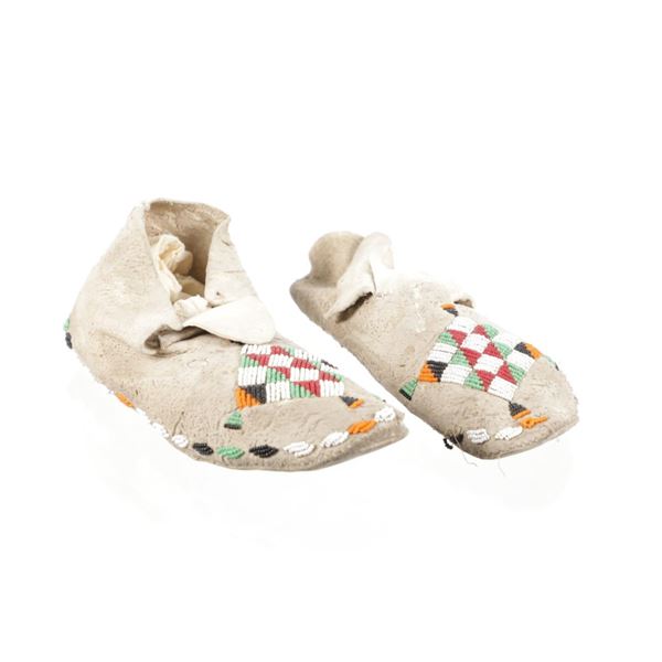 Southern Cheyenne Beaded Hide Moccasins ca. 1950s