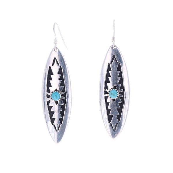Navajo T & R Singer Silver Turquoise Earrings