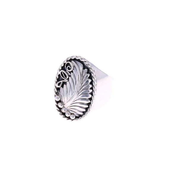 Navajo Sterling Silver Feather Twisted Rope Ring