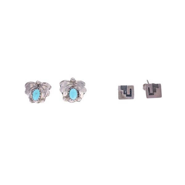 Hopi & Zuni Sterling Silver Earrings 1950-1960