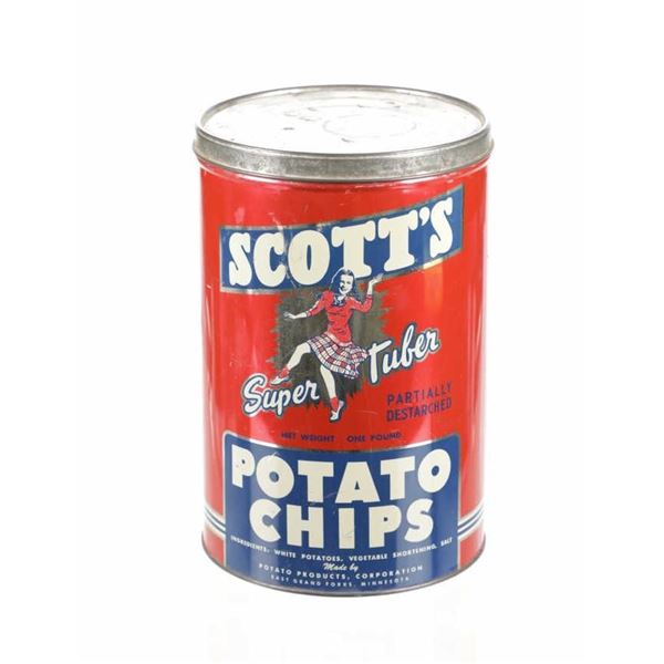 Scott's Potato Chip Tin Container 1950-60s