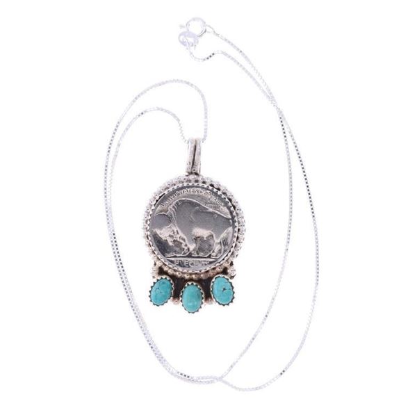 Navajo R. Sam Silver Buffalo Nickel Necklace
