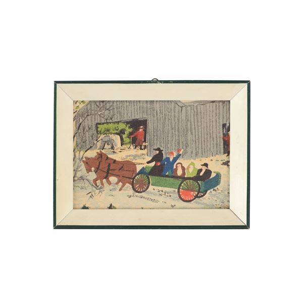 "The Wagon Ride" Grandma Moses Painting 1940-50s