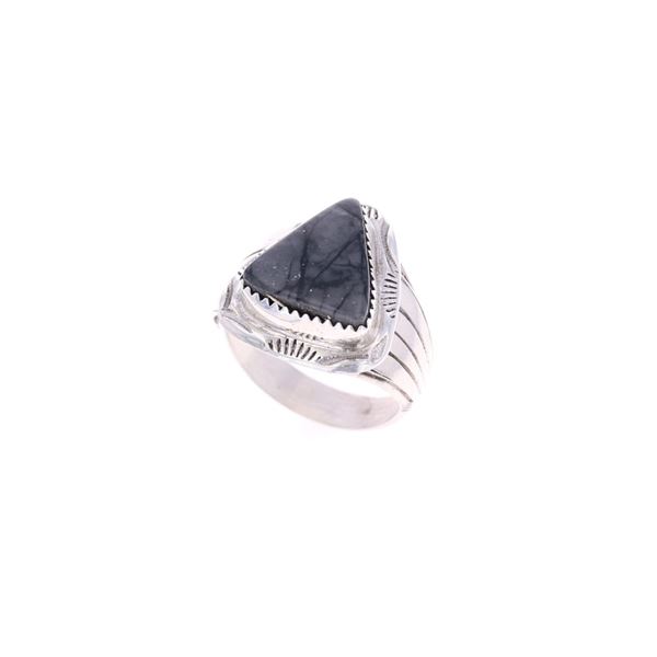 Navajo Sterling Silver Spiderweb Jasper Mens Ring