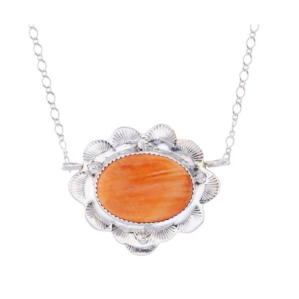 Navajo R Sam Sterling Silver Spiny Oyster Necklace
