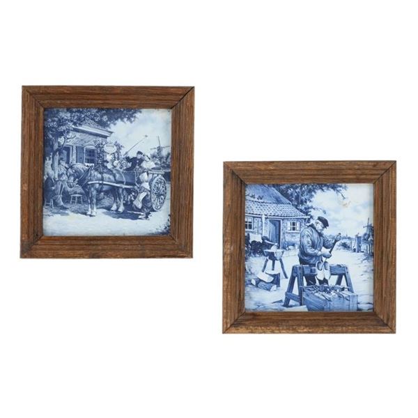 Royal Mosa Painted Delft Blue Tiles Holland 1984